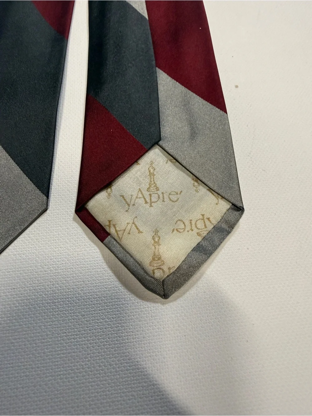 Elegant Striped Men's Tie in Maroon and Gray